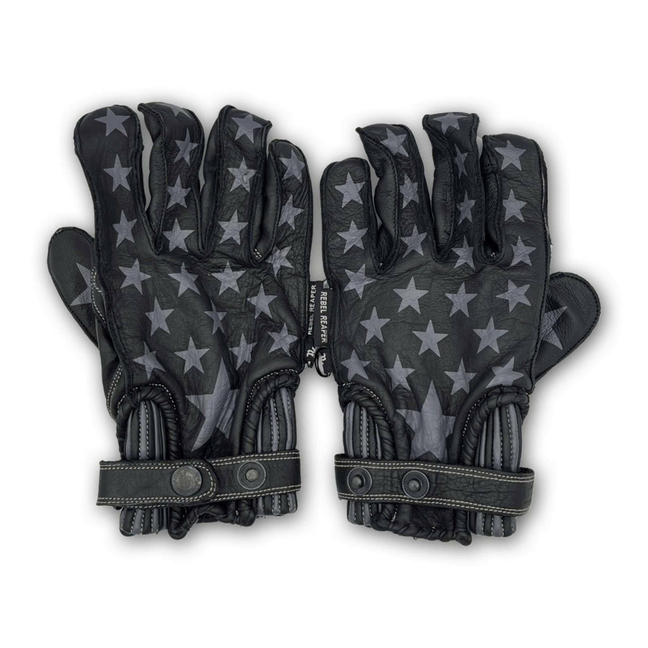 Leather Motorcycle Riding Gloves - Modern Roper - Grey Stars