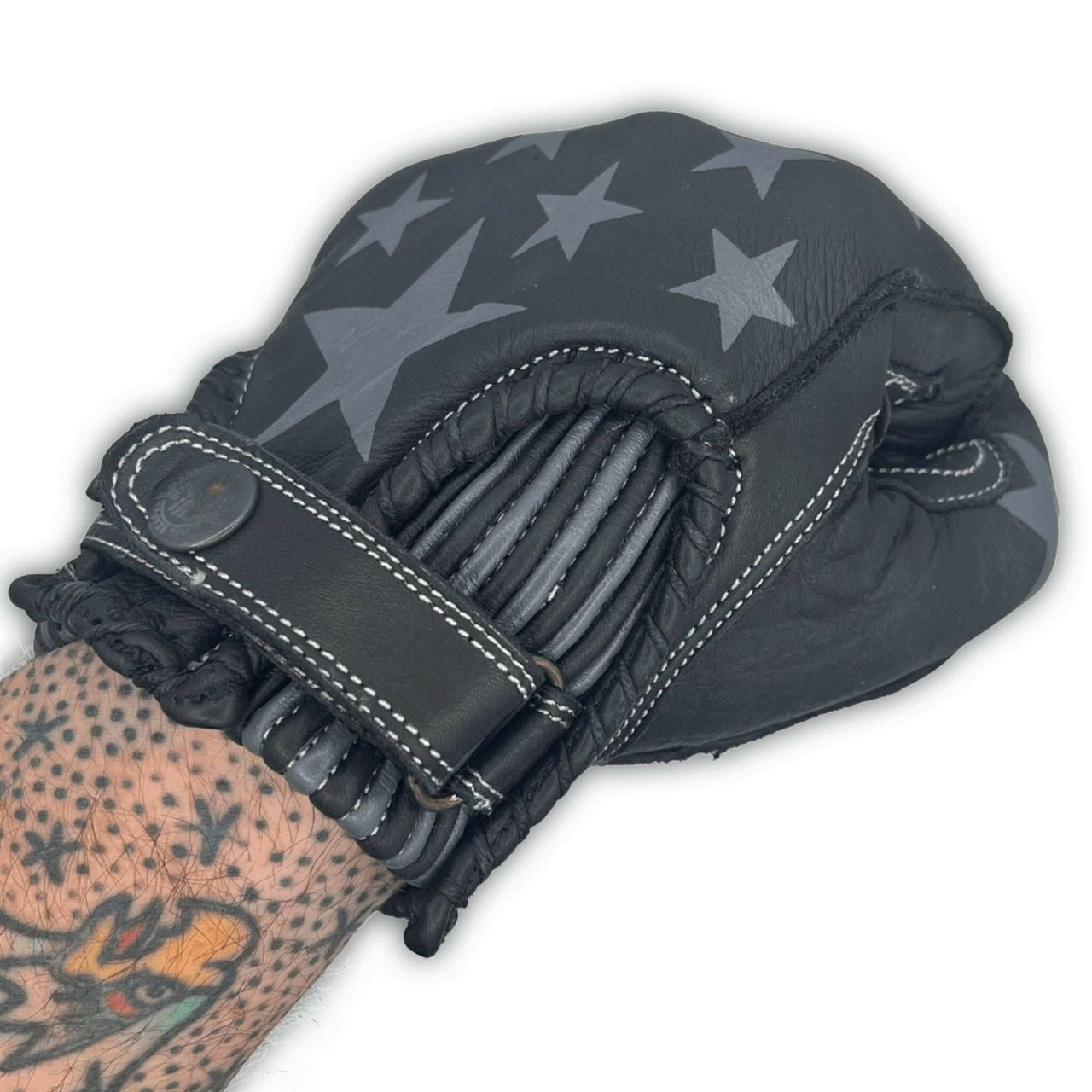 Leather Motorcycle Riding Gloves - Modern Roper - Grey Stars - Rebel Reaper Clothing CompanyLeather Gloves