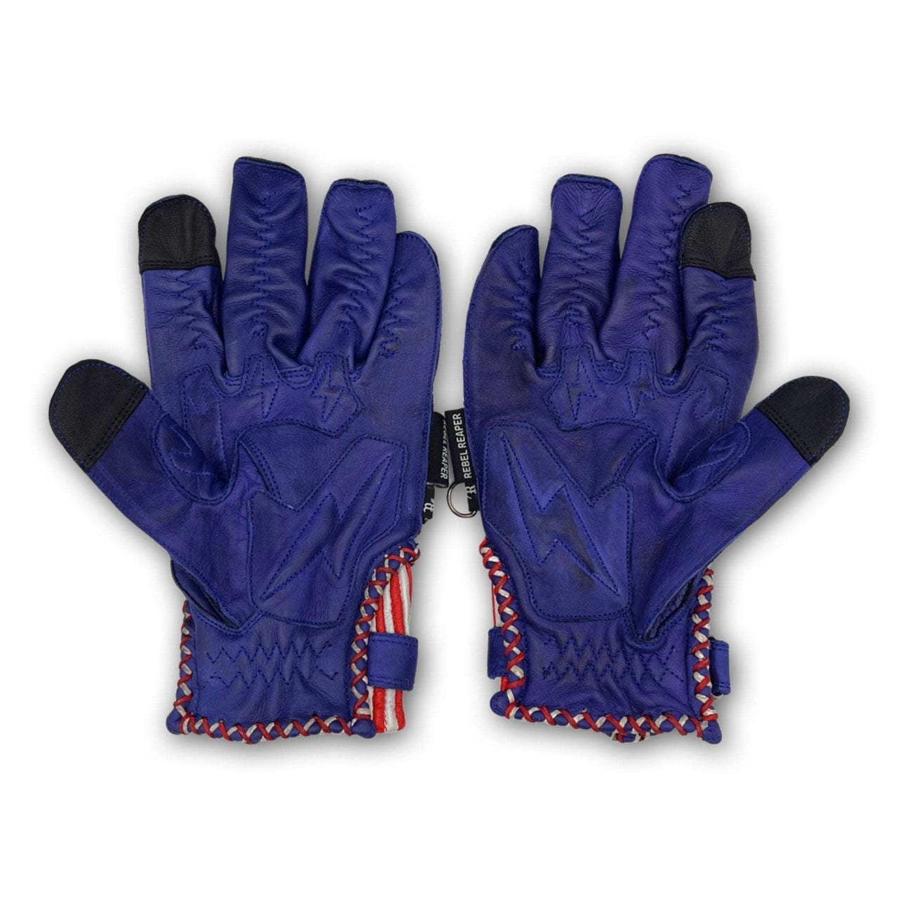 Leather Motorcycle Riding Gloves - Modern Roper - Red | White | Blue | USA