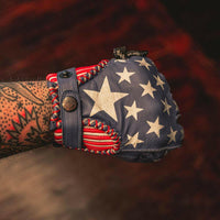 Thumbnail for Leather Motorcycle Riding Gloves - Modern Roper - Red | White | Blue | USA - Rebel Reaper Clothing Company Leather Gloves