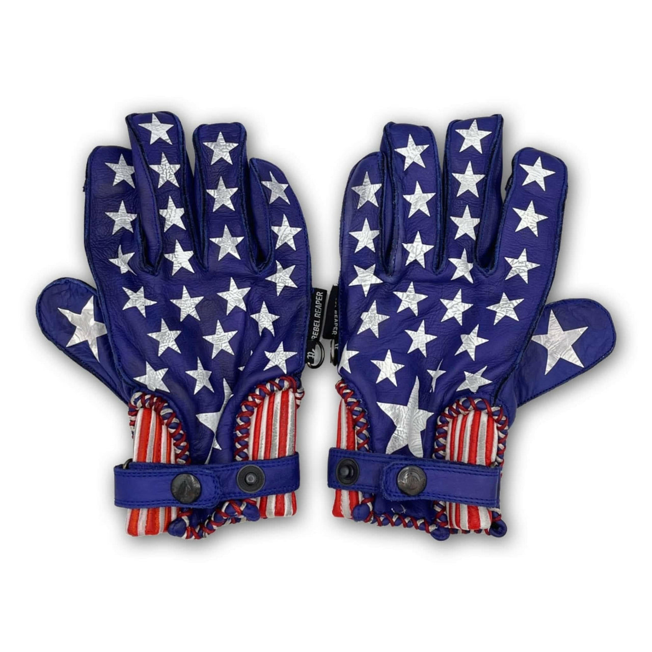 Leather Motorcycle Riding Gloves - Modern Roper - Red | White | Blue | USA - Rebel Reaper Clothing Company Leather Gloves