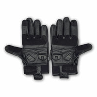 Thumbnail for Leather Perforated Motorcycle Riding Gloves - Modern - Black