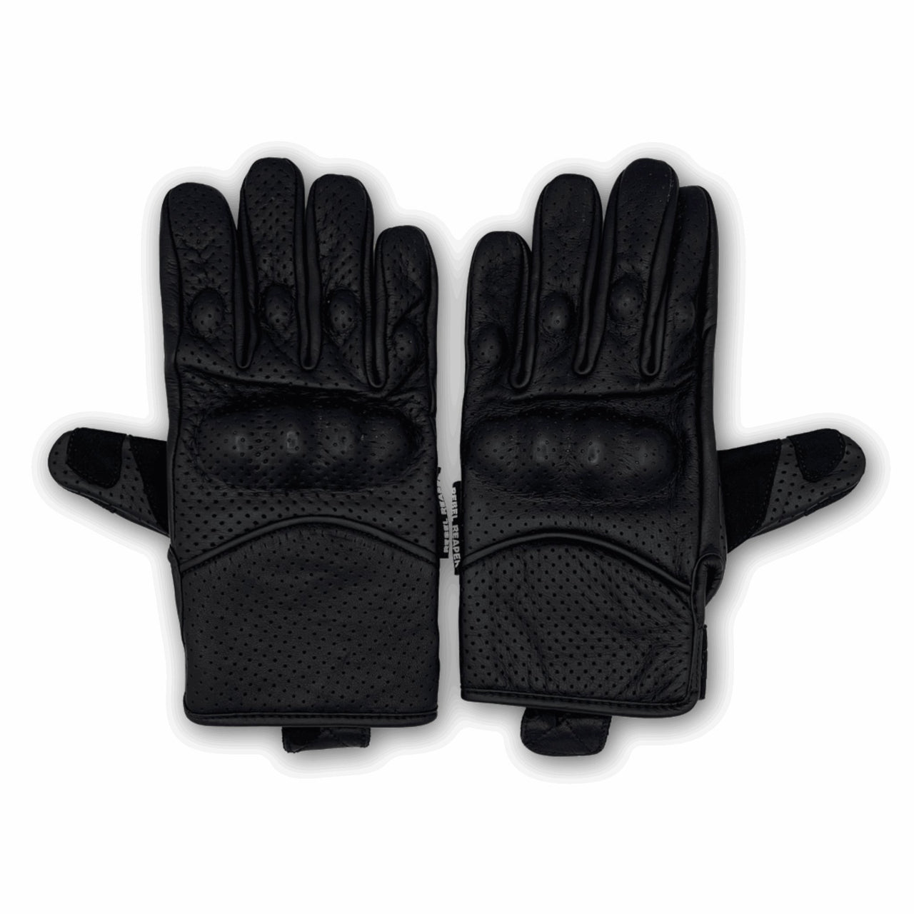Leather Perforated Motorcycle Riding Gloves - Modern - Black - Rebel Reaper Clothing Company Leather Gloves