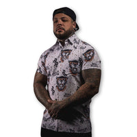 Thumbnail for Chill Tattoo Flash Panther | Button Up Shirt | White