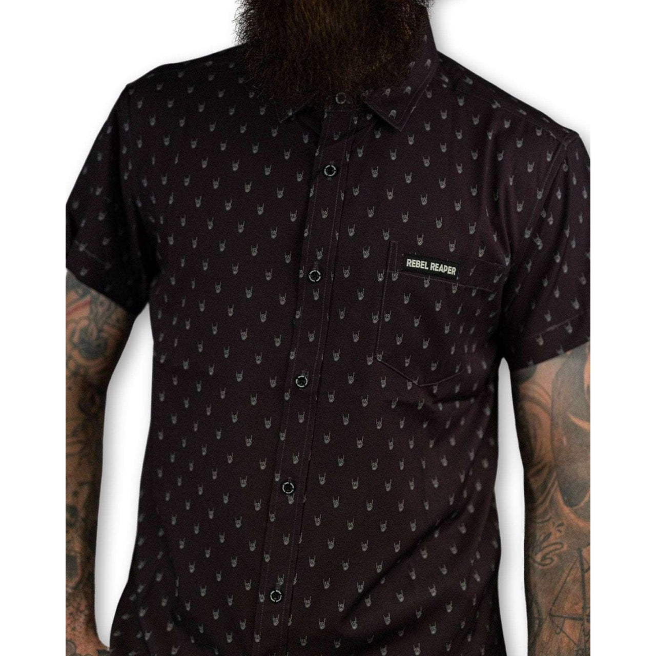 Maroon Metal Hand Shirt - Rebel Reaper Clothing Company Button Up Shirt Men's