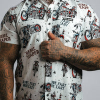 Thumbnail for American Tattoo Flash Choppers | Button Up Shirt | White