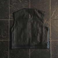 Thumbnail for Muerte Short Torso BLack Leather Mens Vest