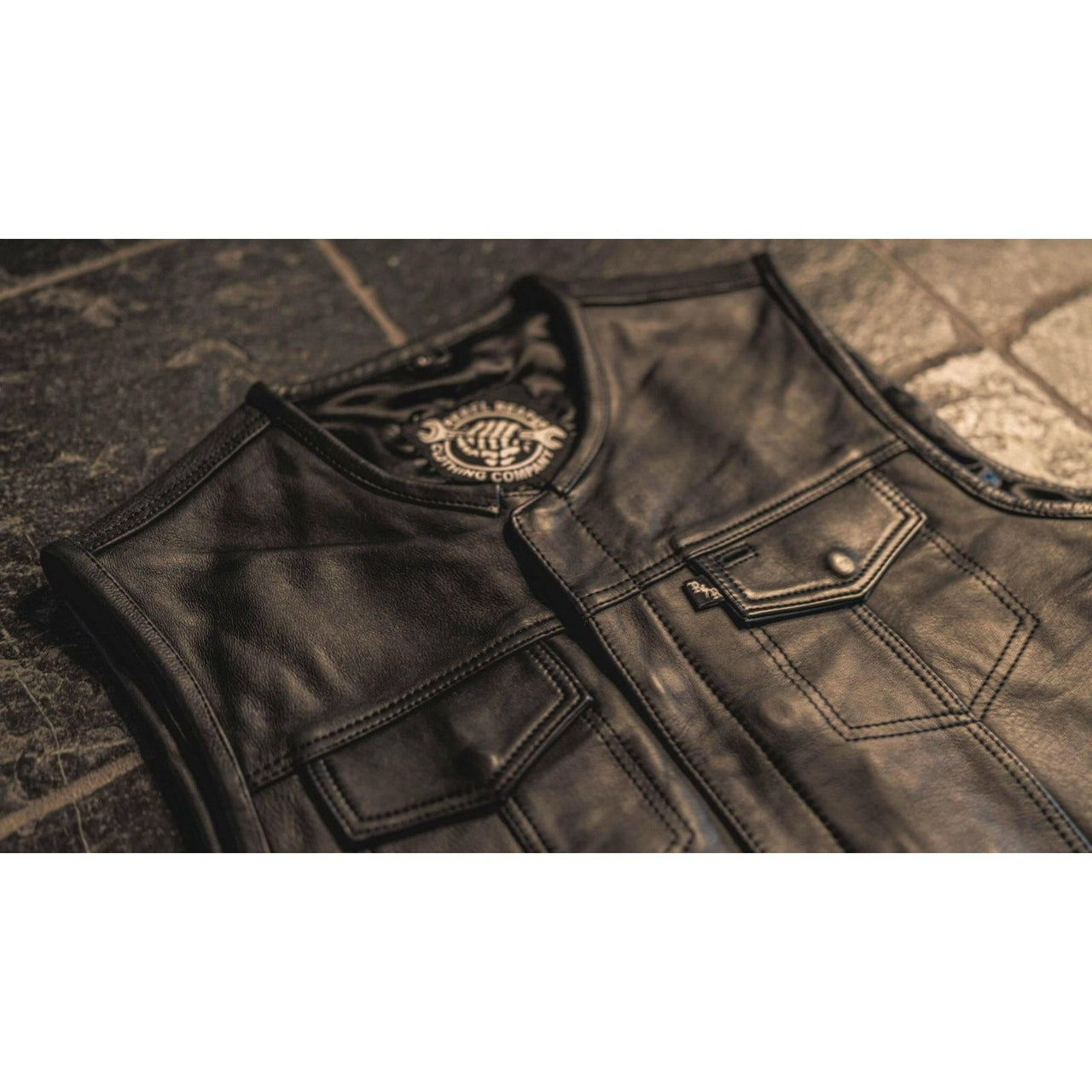 Muerte Short Torso BLack Leather Mens Vest - Rebel Reaper Clothing Company Men's Vest