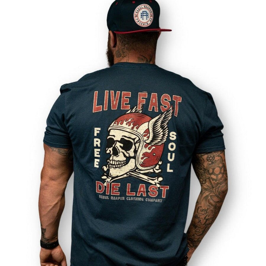 Navy Live Fast, Die Last T-Shirt - Rebel Reaper Clothing Company T-Shirt