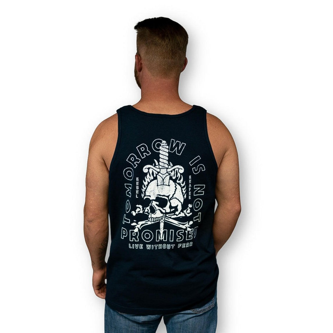 Navy Live Without Fear Tank - Rebel Reaper Clothing Company T-Shirt