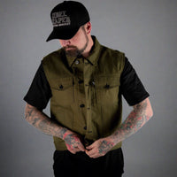 Thumbnail for OD Green Traditional Collar Mens Vest
