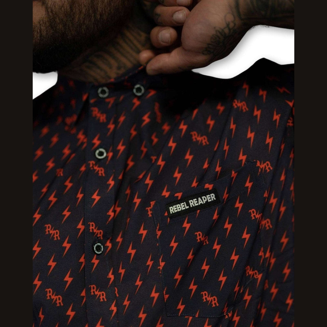 Orange RR Bolt Shirt - Rebel Reaper Clothing Company Button Up Shirt Men's