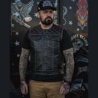 Thumbnail for Patriot Black Leather Mens Vest