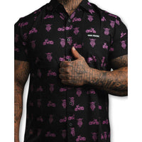 Thumbnail for Pink Neon Motos | Button Up Shirt | Black