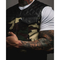 Thumbnail for Predator Camo Cordura Leather Shoulders Mens Vest