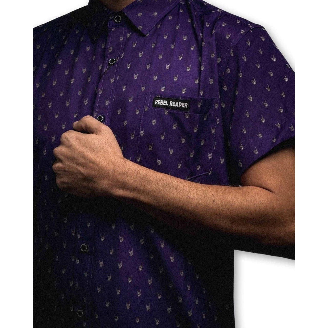 Metal Hands | Button Up Shirt | Purple
