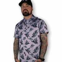 Thumbnail for Purple Tranquil Swallows Polo - Rebel Reaper Clothing Company Polo