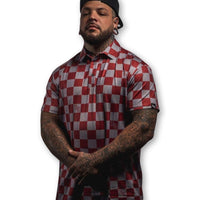 Thumbnail for Red & Grey Checkered Polo - Rebel Reaper Clothing Company Polo