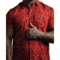 Thumbnail for Tattoo Flash Classic| Button Up Shirt | Red