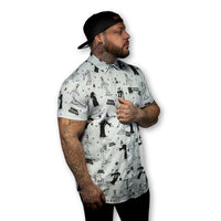Thumbnail for Spooky Ink Tattoo | Button Up Shirt | Light Grey