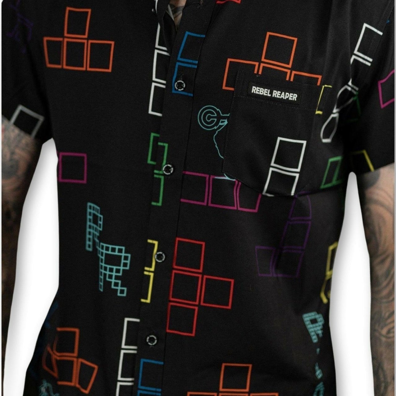 Arcade Wheelies | Button Up Shirt | Black