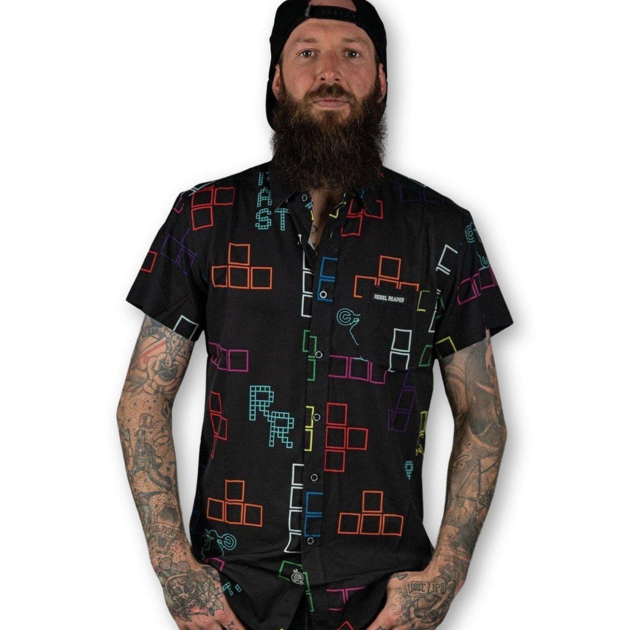 Arcade Wheelies | Button Up Shirt | Black