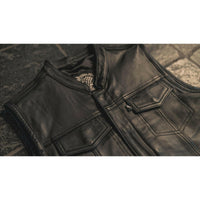Thumbnail for Tino Collared Black Leather Mens Vest